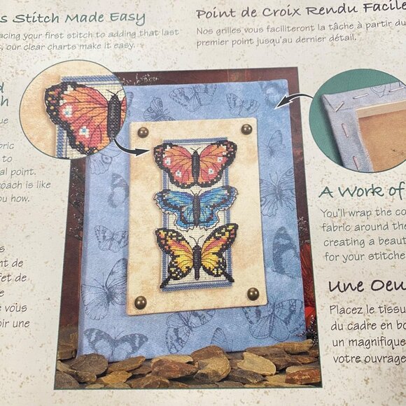 Dimensions Stone Path Studio Butterfly Counted Cross Stitch Kit Mount Frame 2002 - Picture 6 of 7